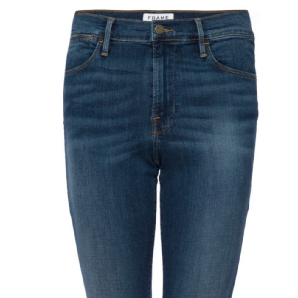 FRAME Le High Skinny Triangle Hem Sulham Jeans.